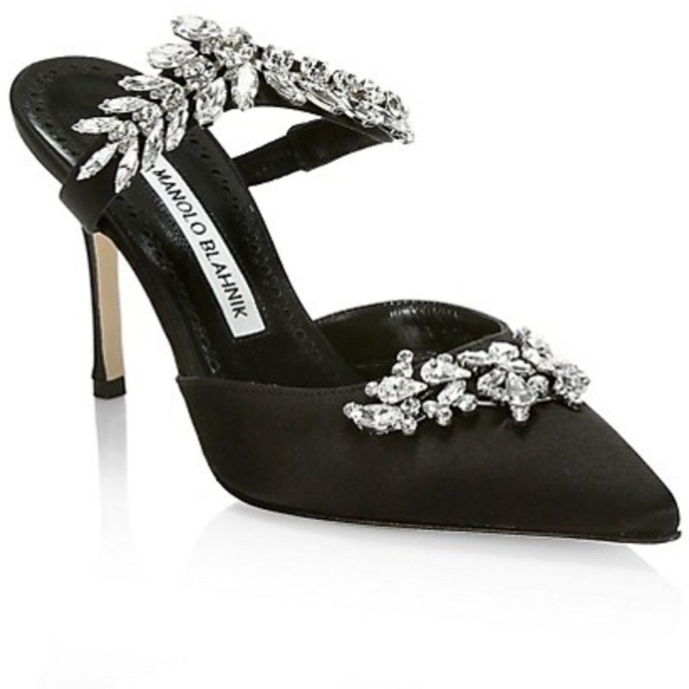 Black Manolo Blahnik Lurum Shoes - Satin
